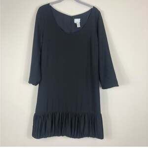 Tracy Reese black wool blend ruffle hem mini dress